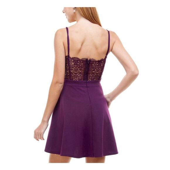 City Studio Juniors Cut-Out Mini Fit & Flare Dress Purple NWT - Picture 2 of 3